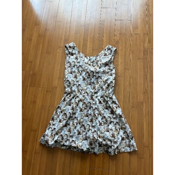 Handmade Cat Face Print Mini Dress with Cutout Back - Women's XS - Picture 1 of 5